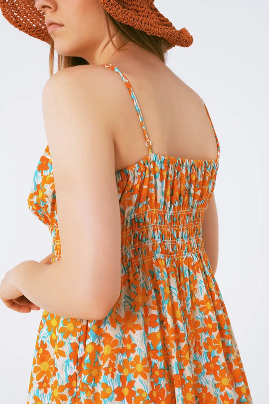 Maxi beach dress in orange flower print - Dresses