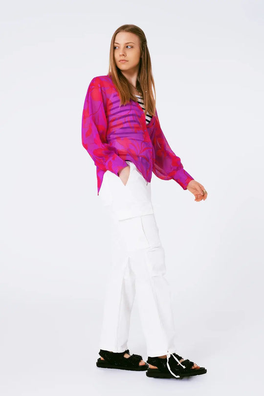 Straight Leg Cargo Pants in White - Colored Jeans