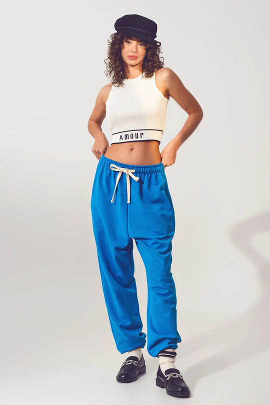 Knitted Tank Top with Amour Text in White - WHITE / ONE - Tops Sweaters