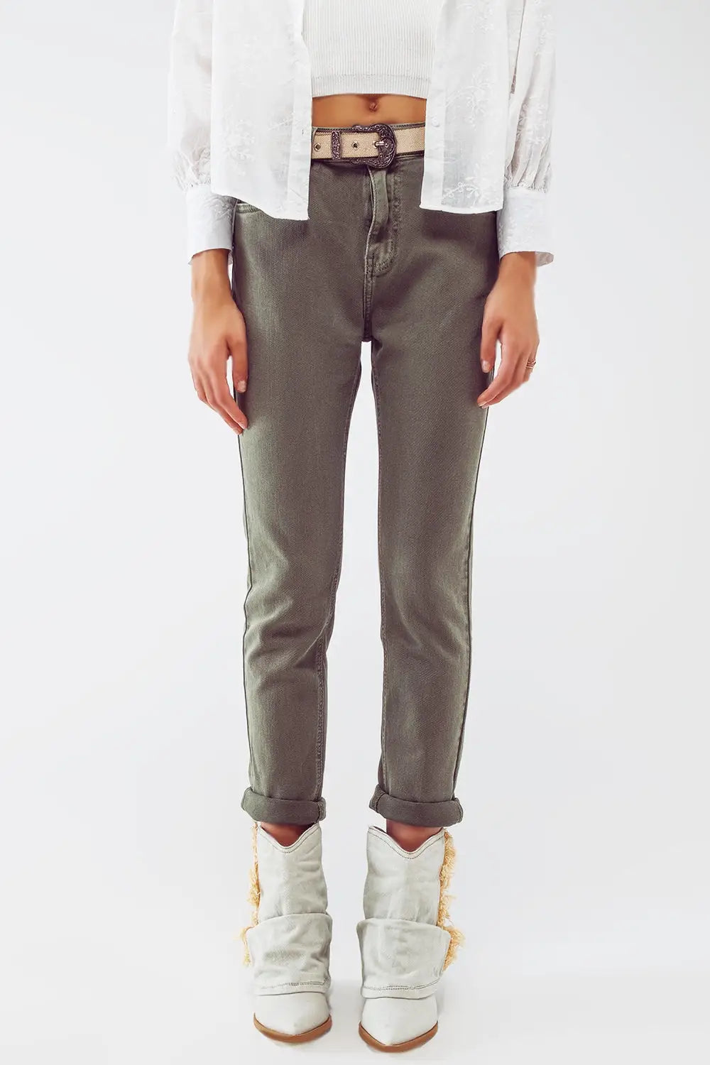 Basic Skinny Jeans in Army Green - Colored Jeans