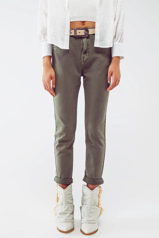 Basic Skinny Jeans in Army Green - Colored Jeans