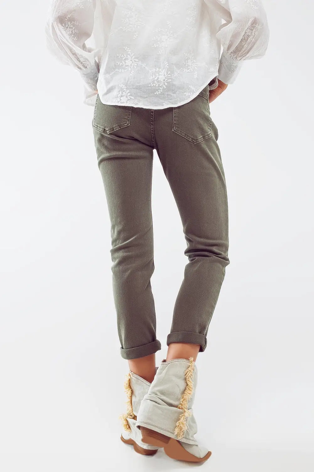 Basic Skinny Jeans in Army Green - Colored Jeans