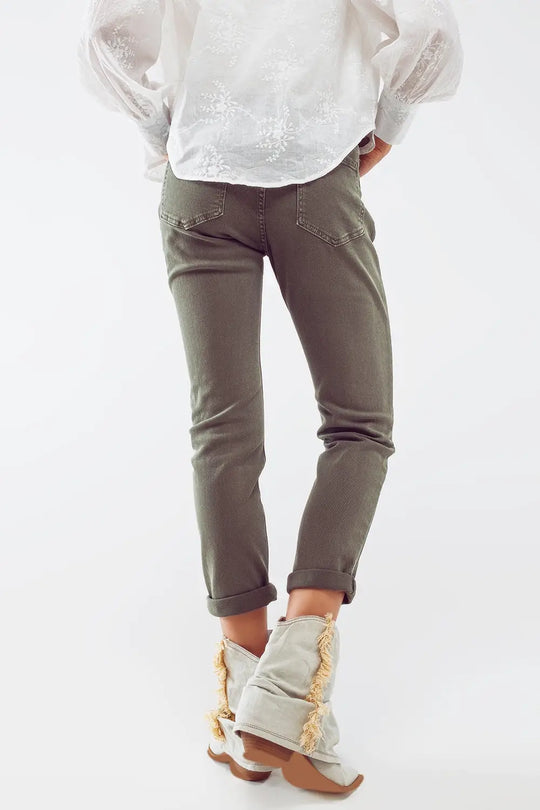 Basic Skinny Jeans in Army Green - Colored Jeans