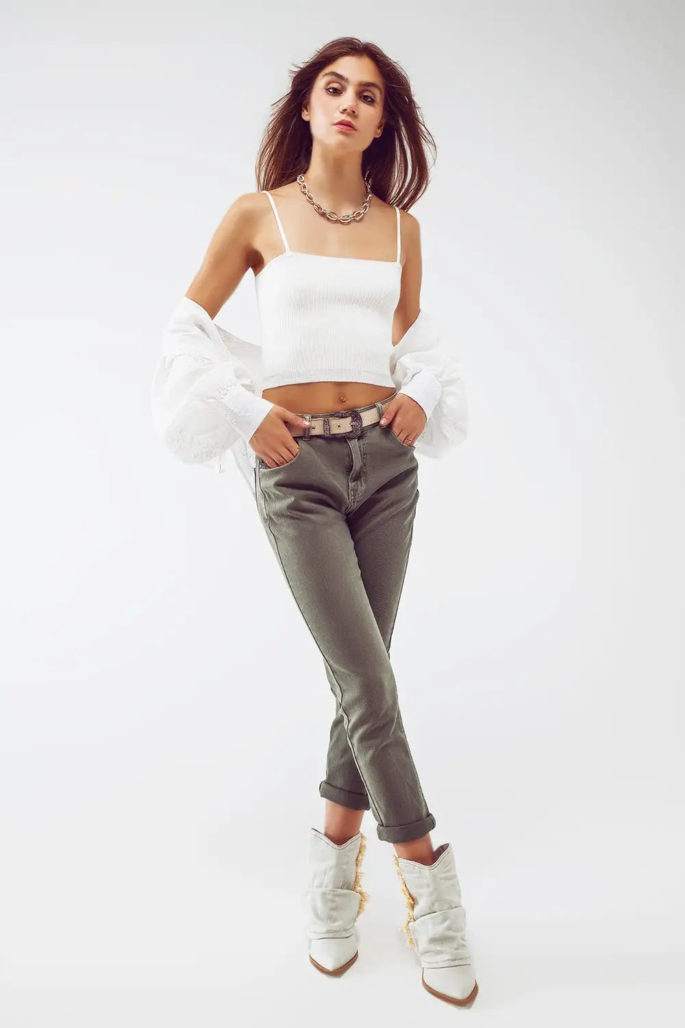 Basic Skinny Jeans in Army Green - Colored Jeans
