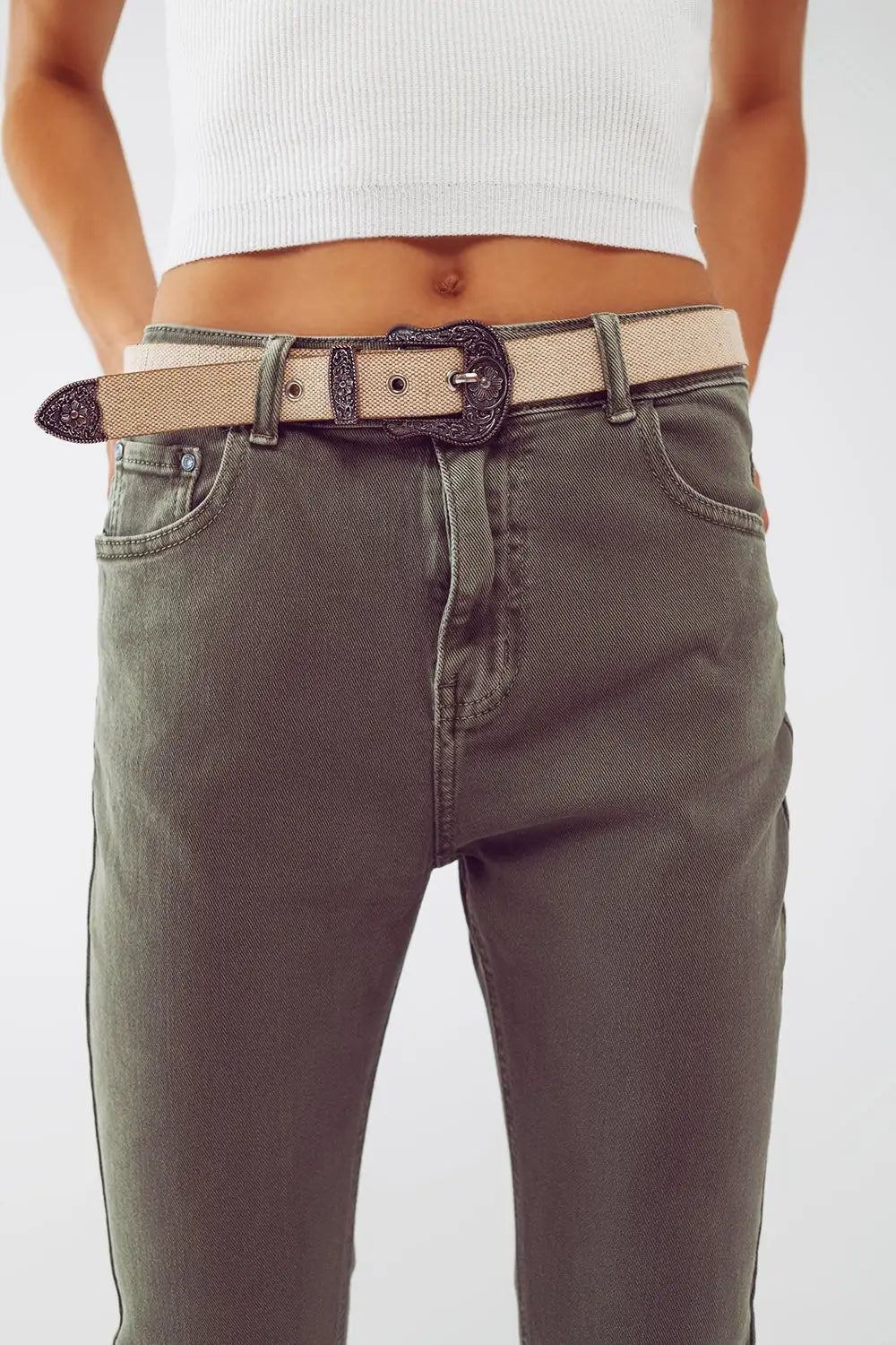 Basic Skinny Jeans in Army Green - Colored Jeans