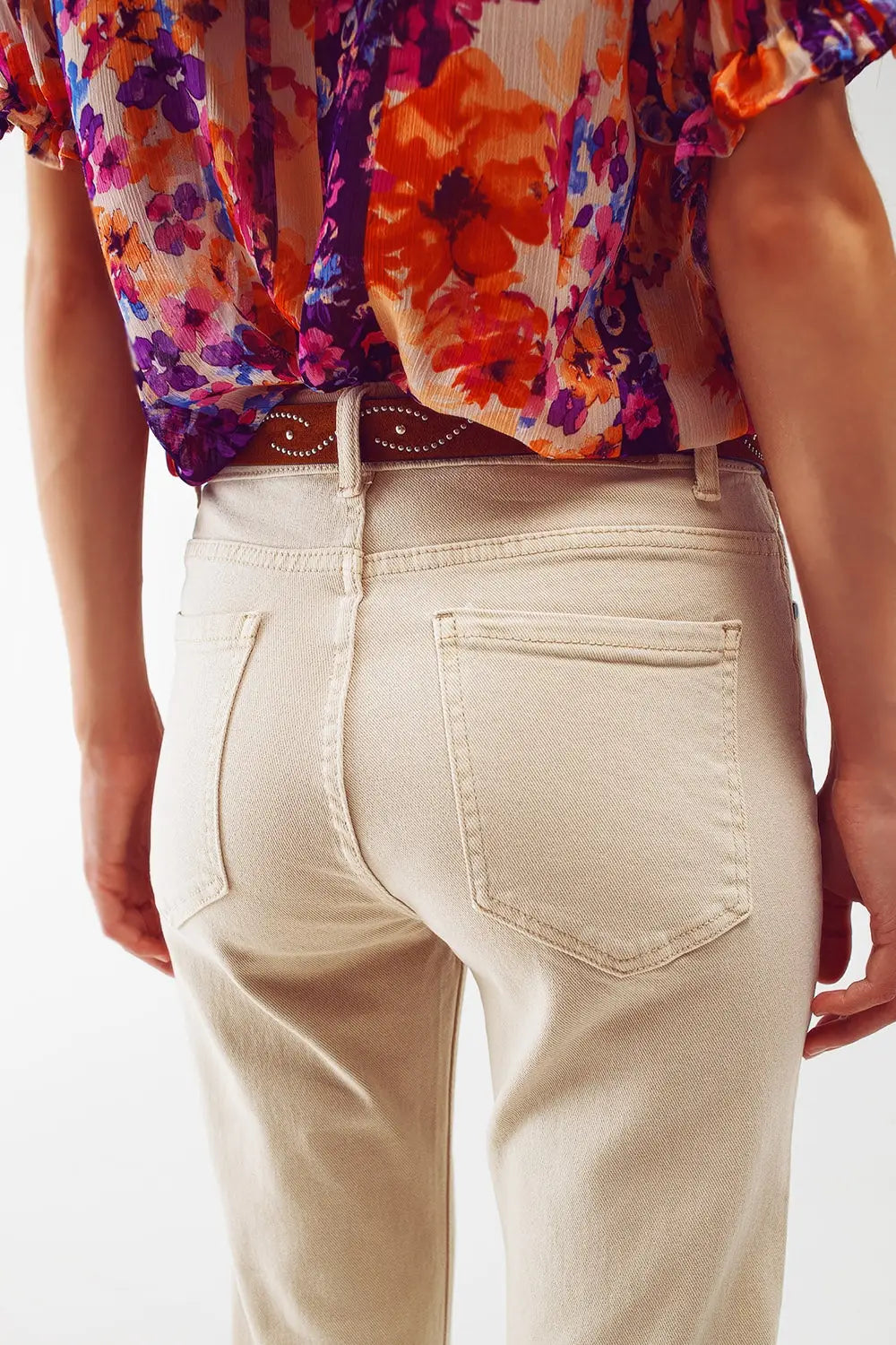 Stretch Cotton skinny jeans in beige - Colored Jeans