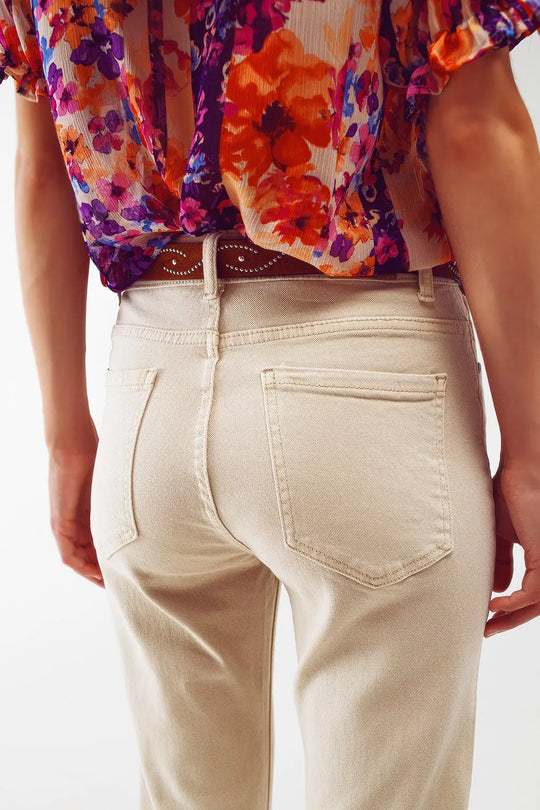 Stretch Cotton skinny jeans in beige - Colored Jeans