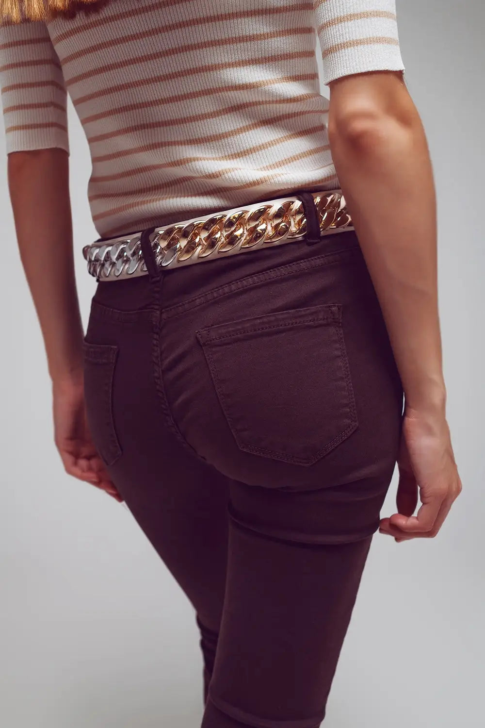 Flare jeans with raw hem edge in brown - Colored Jeans