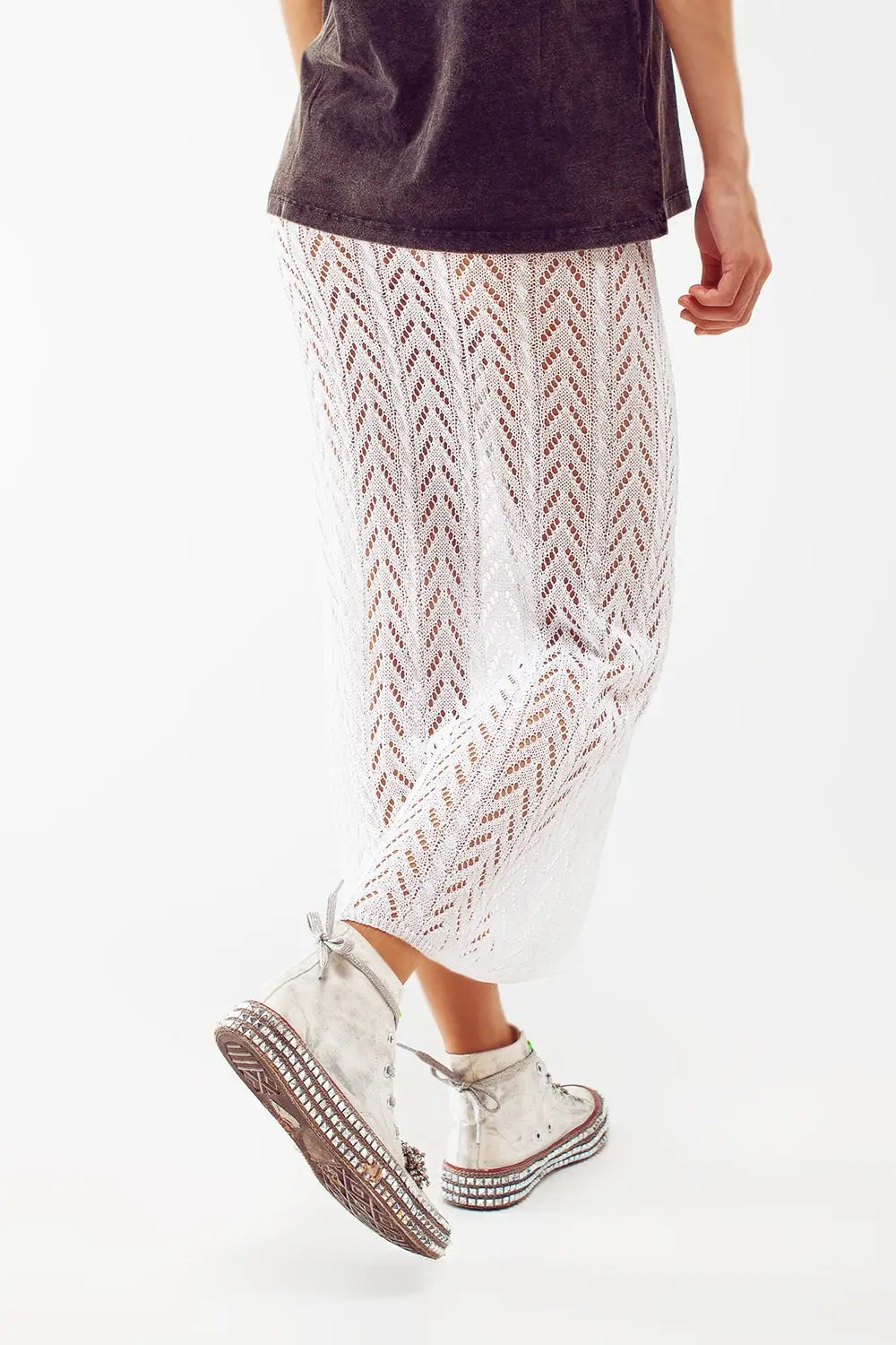 Crochet Maxi Skirt in White - WHITE / ONE - Skirts