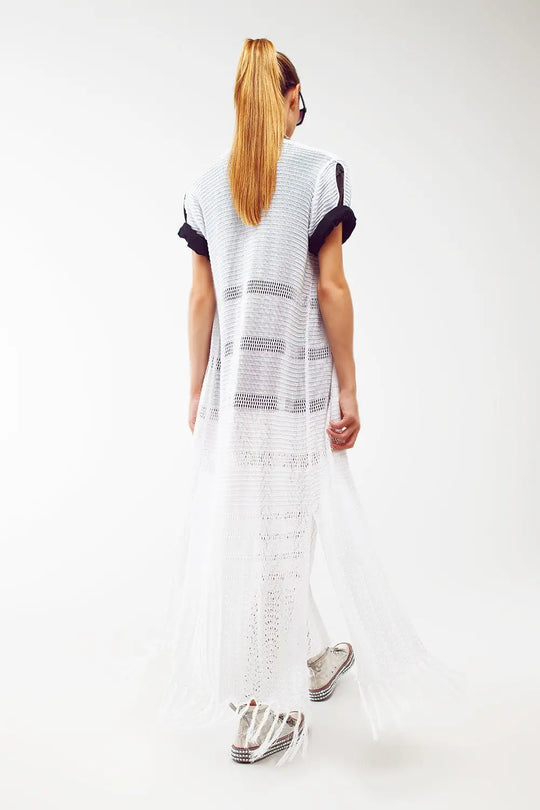 Maxi Knitted Cardigan in White - WHITE / ONE - Cardigans
