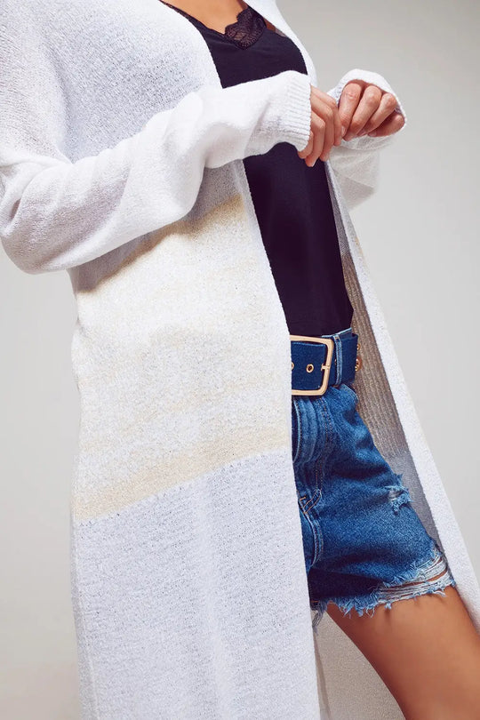 Midi Colourblock Cardigan in White - CREAM / ONE - Cardigans