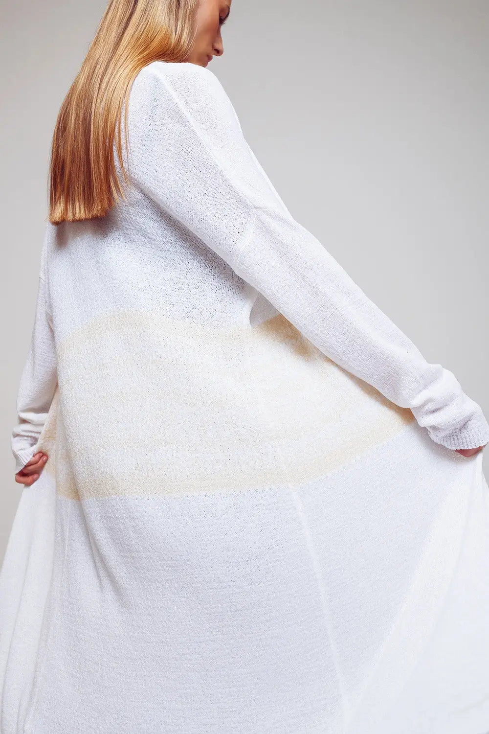 Midi Colourblock Cardigan in White - CREAM / ONE - Cardigans