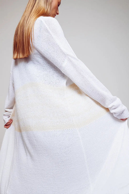 Midi Colourblock Cardigan in White - CREAM / ONE - Cardigans