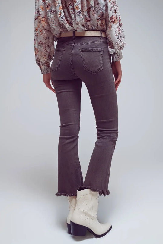 Flare jeans with raw hem edge in dark grey - Colored Jeans