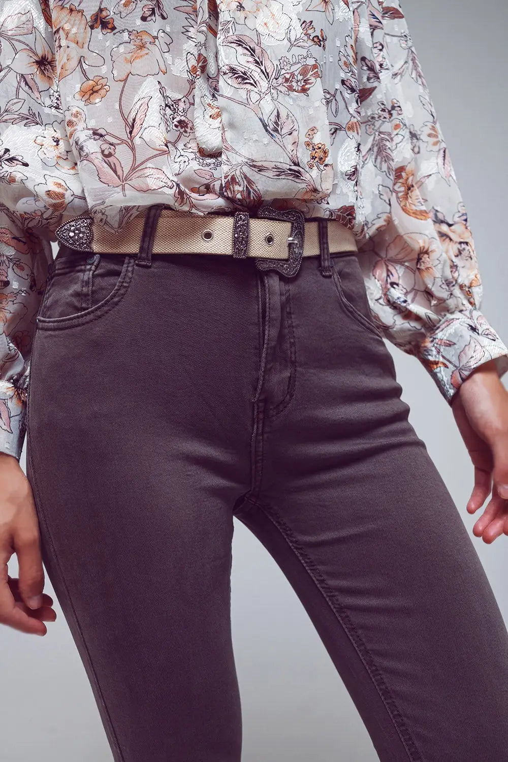 Flare jeans with raw hem edge in dark grey - Colored Jeans