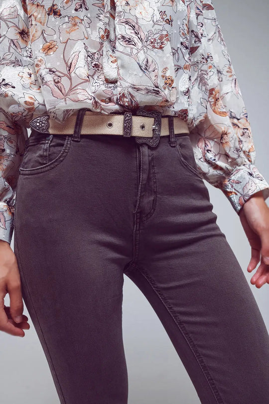 Flare jeans with raw hem edge in dark grey - Colored Jeans