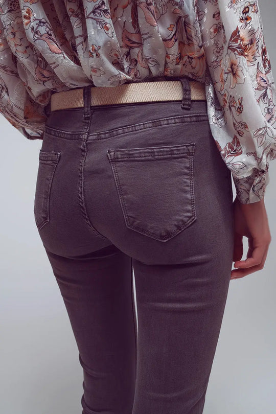 Flare jeans with raw hem edge in dark grey - Colored Jeans