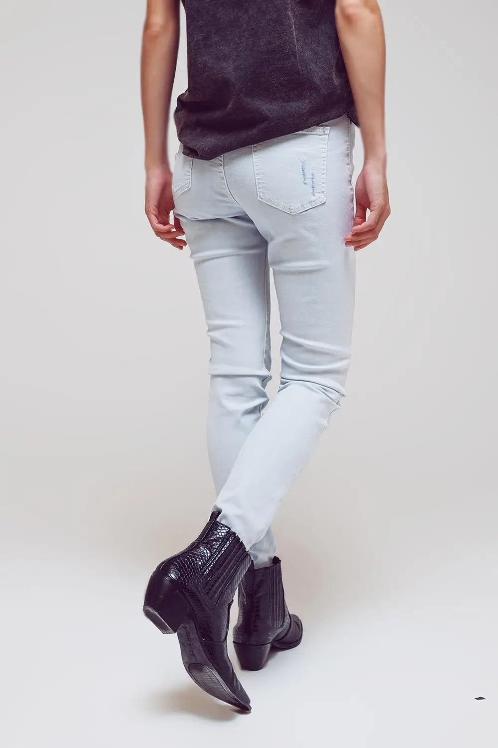 High waisted skinny jeans in Light blue - Colored Jeans