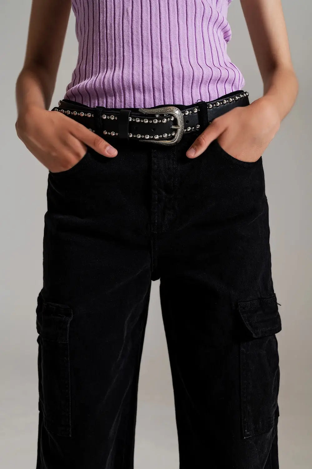 Straight Leg Cargo Jeans in Black - Colored Jeans