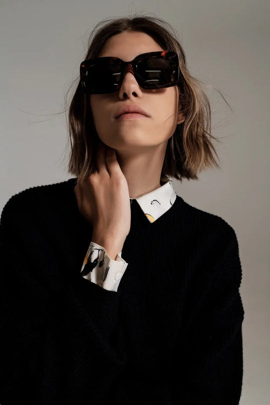 Black chunky knitted relaxed Jumper - Sweaters