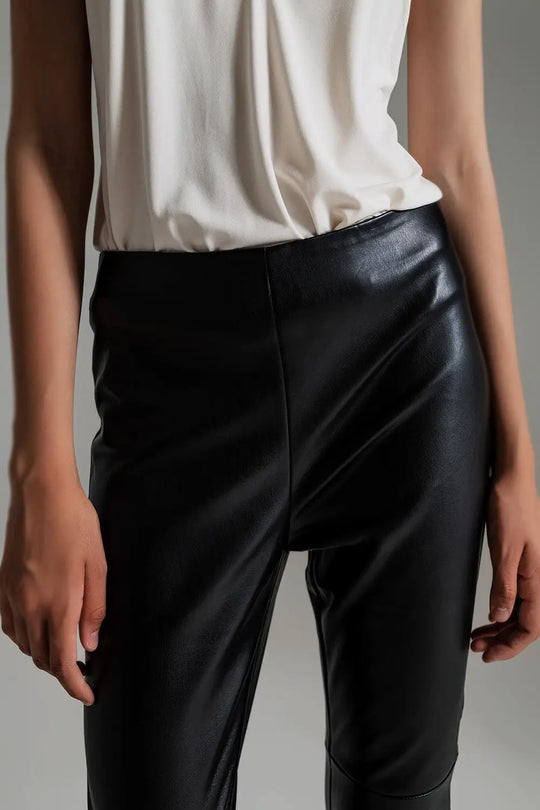 black faux leather effect skinny pants - Pants