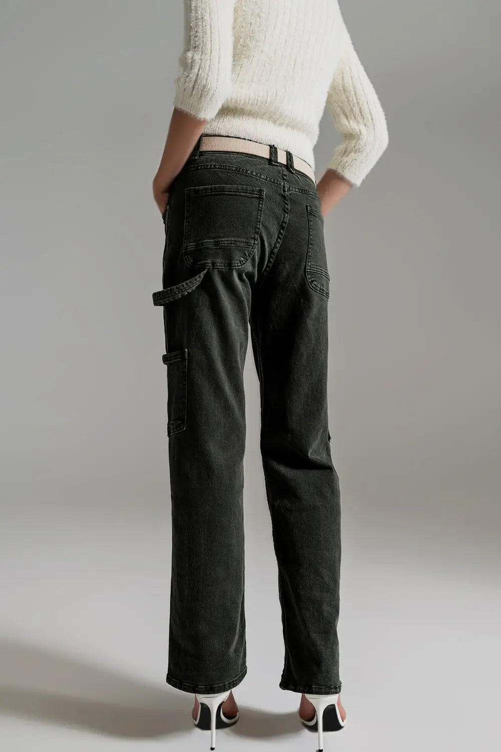 Straight Leg Cargo Pants in dark green - Colored Jeans