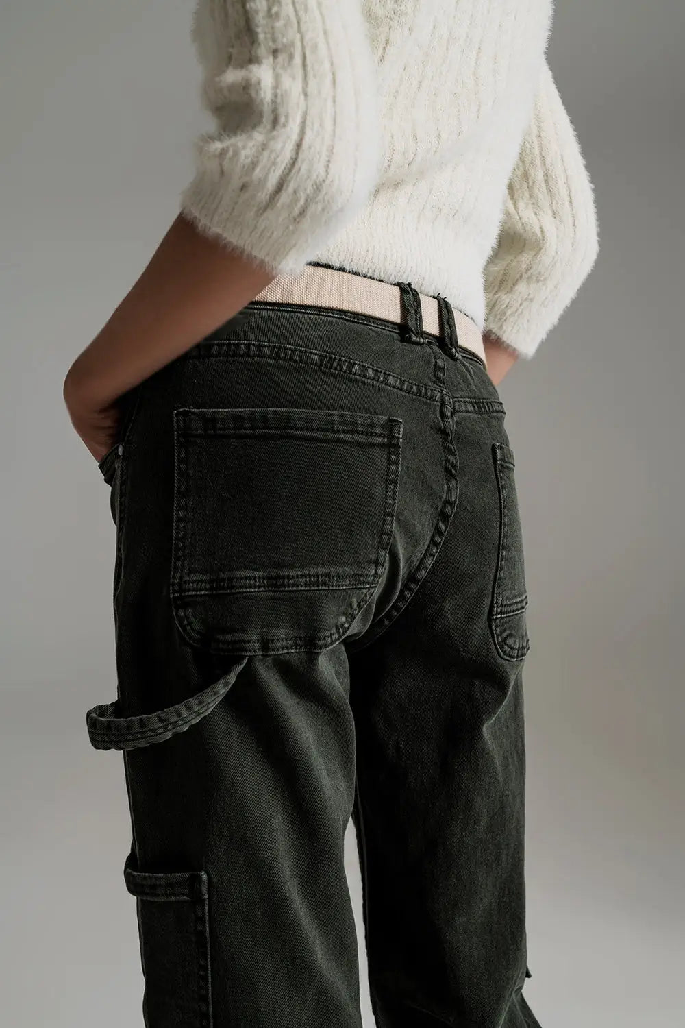 Straight Leg Cargo Pants in dark green - Colored Jeans