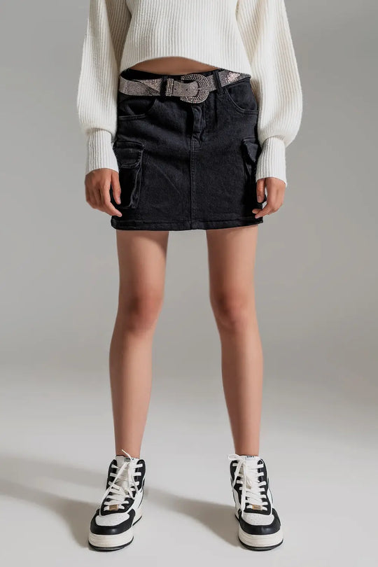 Cargo Mini Skirt in black - Skirts