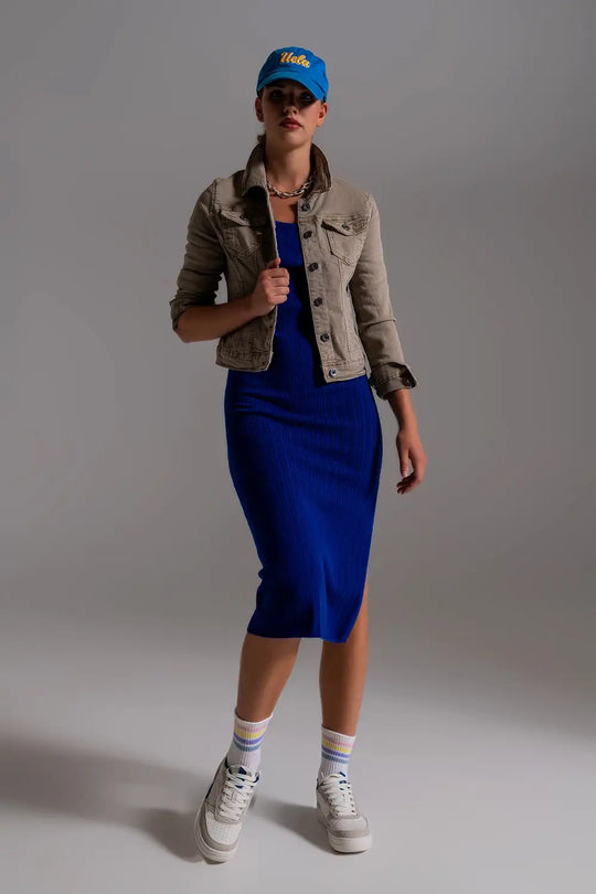 Basic Denim Jacket With Pockets in Beige - Jackets