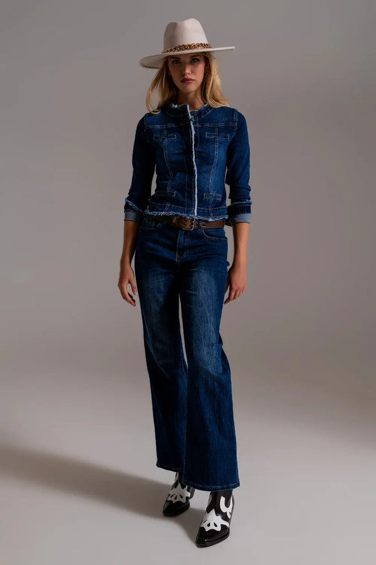 Denim jacket with raw hem edge - Jackets