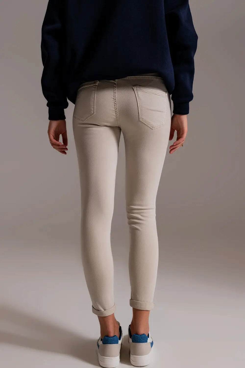 Beige ankle jeans with soft wrinkles - Pants Colored Jeans