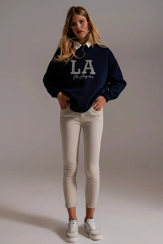 Beige ankle jeans with soft wrinkles - Pants Colored Jeans