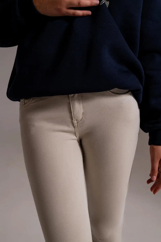 Beige ankle jeans with soft wrinkles - Pants Colored Jeans