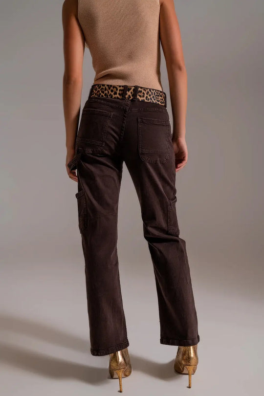 Straight Leg Cargo Pants in brown - Colored Jeans