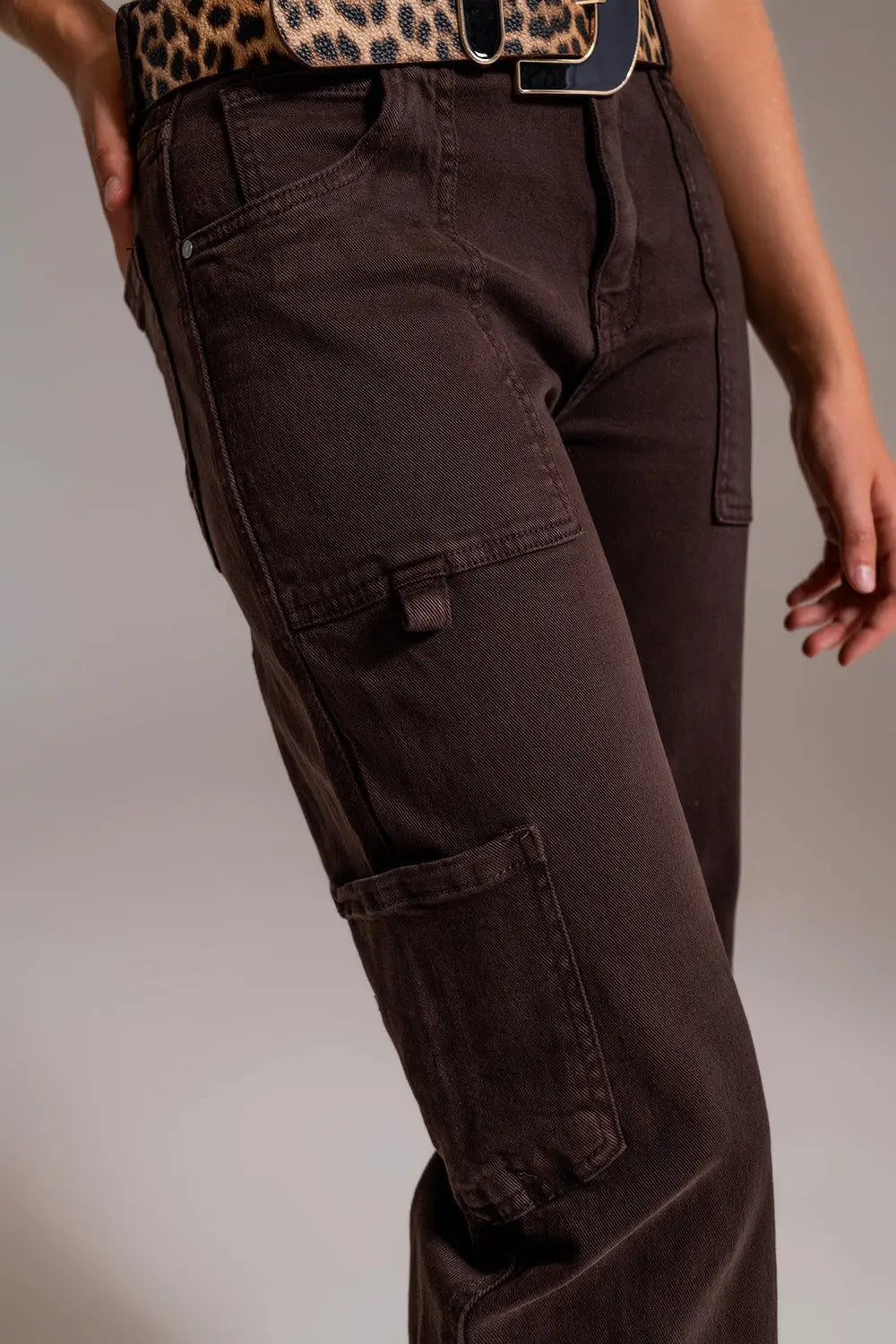 Straight Leg Cargo Pants in brown - Colored Jeans