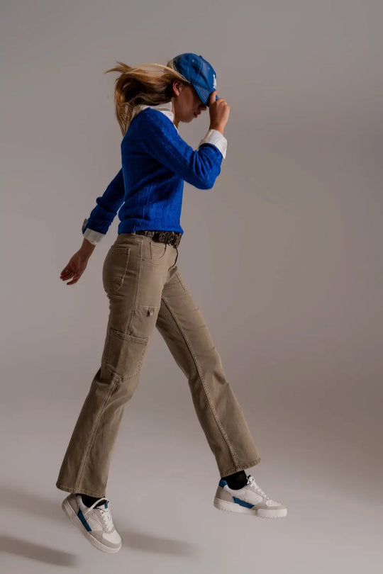 Straight Leg Cargo Pants in brown beige - Pants Colored Jeans
