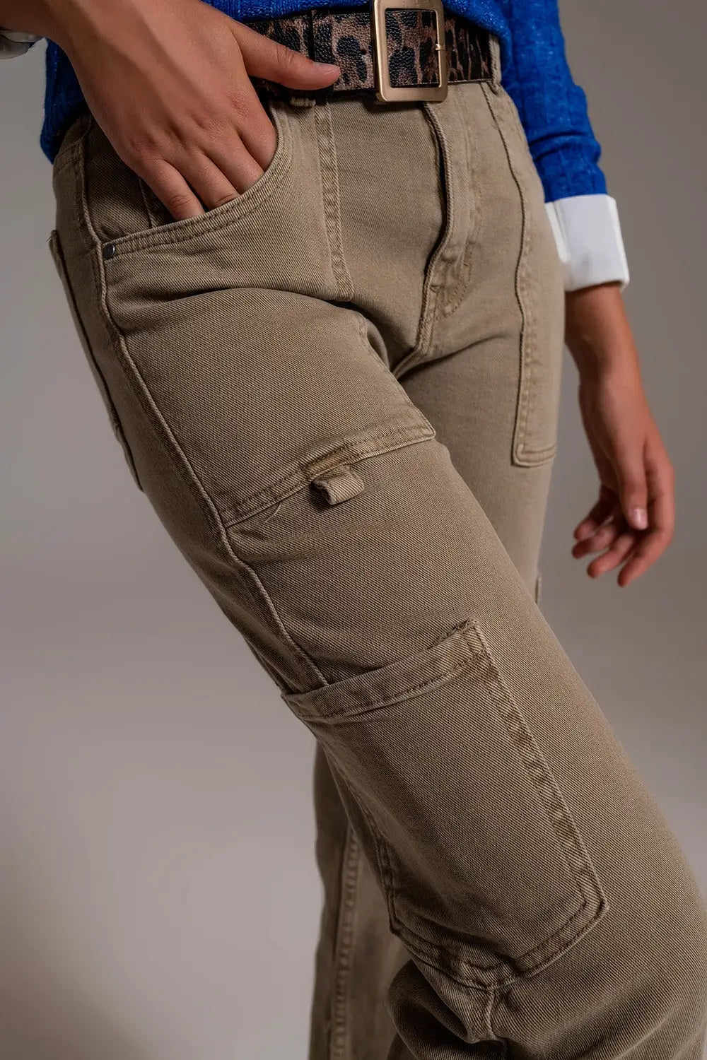 Straight Leg Cargo Pants in brown beige - Pants Colored Jeans