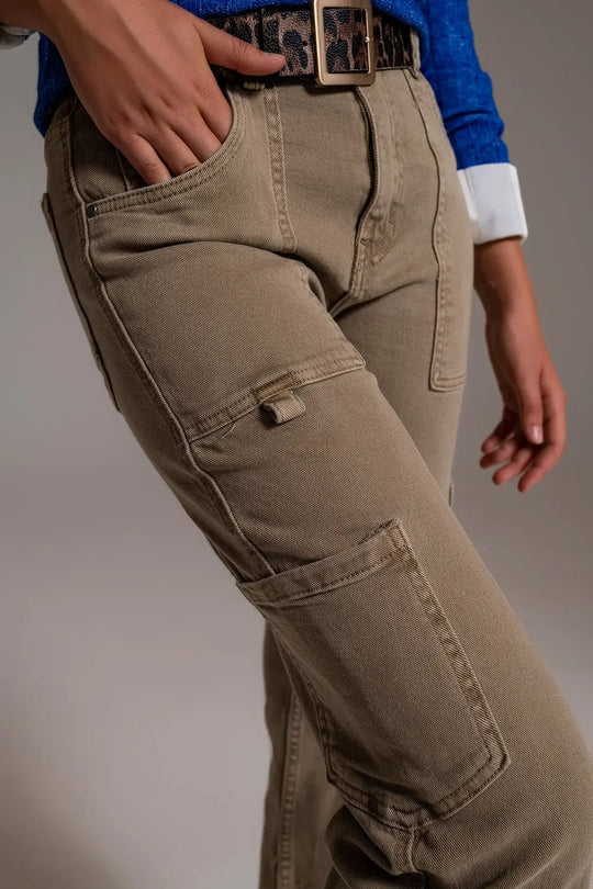 Straight Leg Cargo Pants in brown beige - Pants Colored Jeans