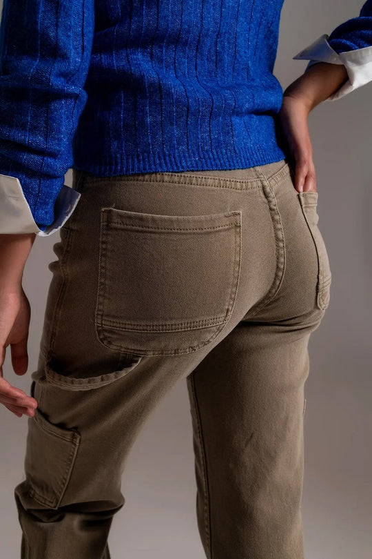 Straight Leg Cargo Pants in brown beige - Pants Colored Jeans