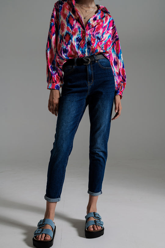 Regular Leg Basic Jeans in Mid Wash