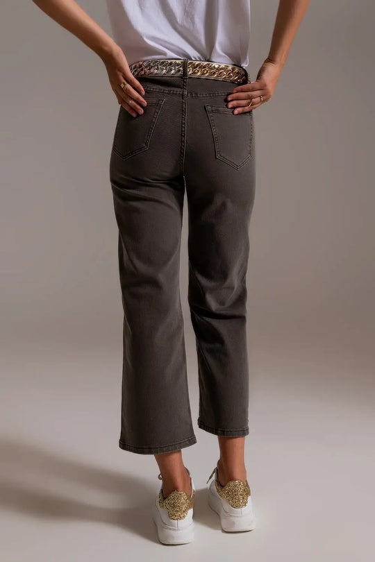 Cropped wide leg jeans in grey - Colored Jeans