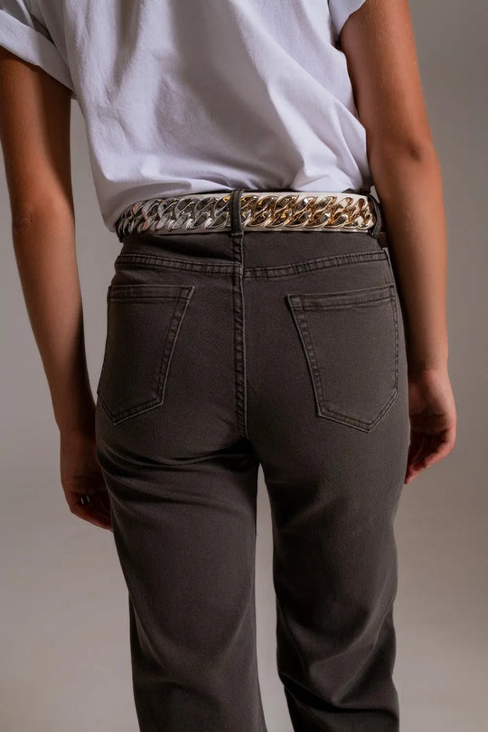 Cropped wide leg jeans in grey - Colored Jeans