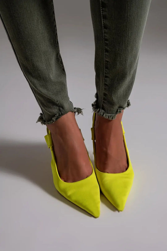 High waisted skinny jeans in khaki - Colored Jeans