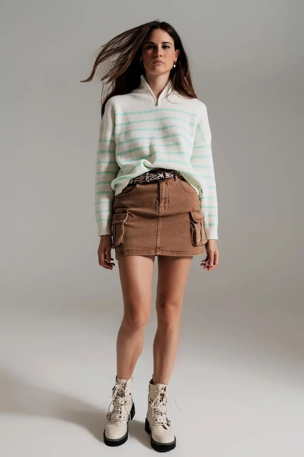 Cargo Mini Skirt in Camel - Skirts