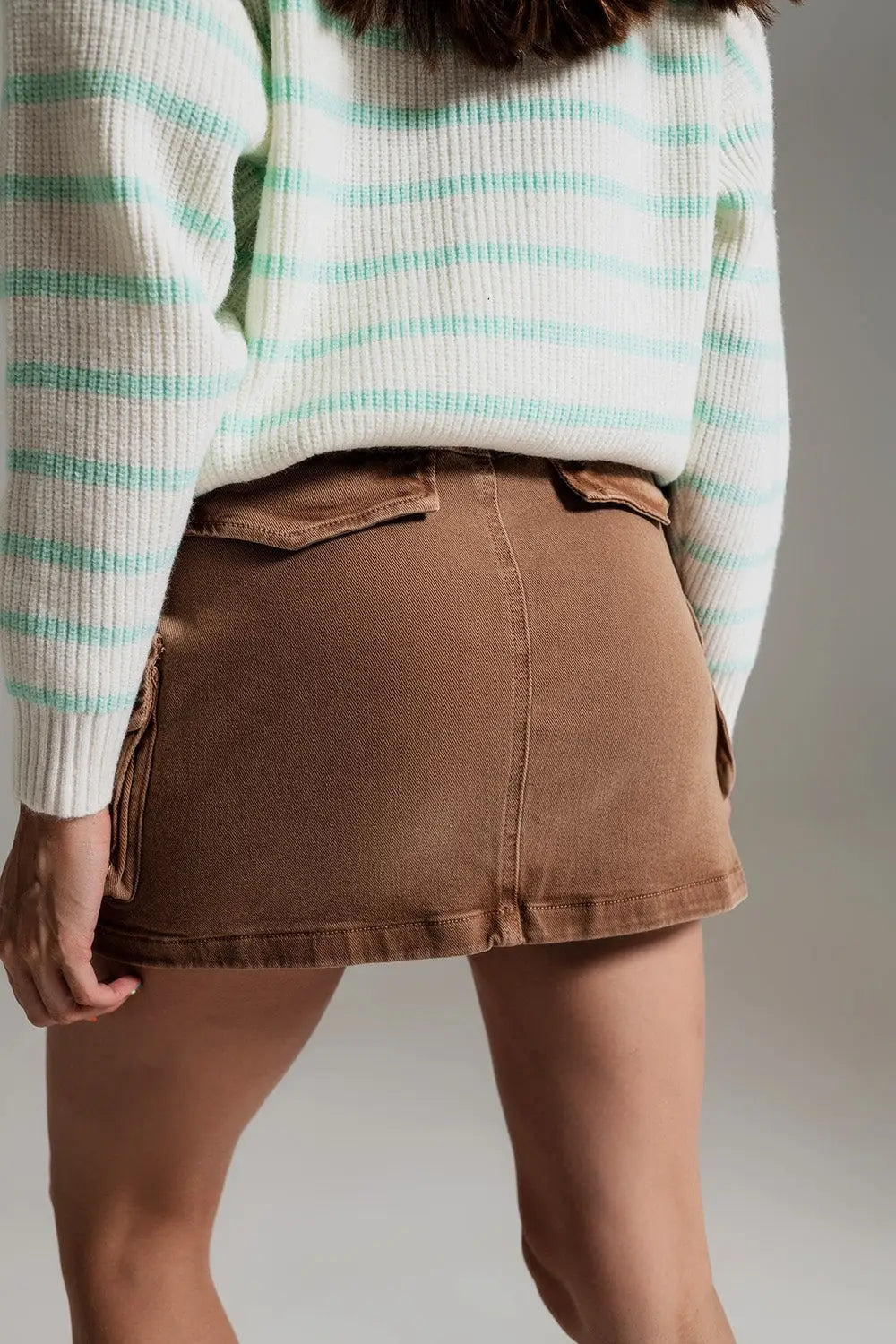 Cargo Mini Skirt in Camel - Skirts