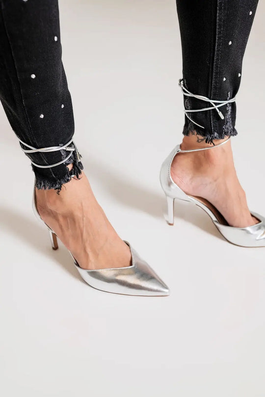 Skinny Jeans With Embellished Details in Black Wash - Colored Jeans