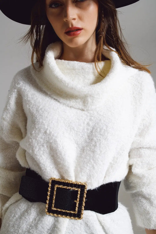 Wide sweater with bardot neck in white - CREAM / ONE - Sweaters