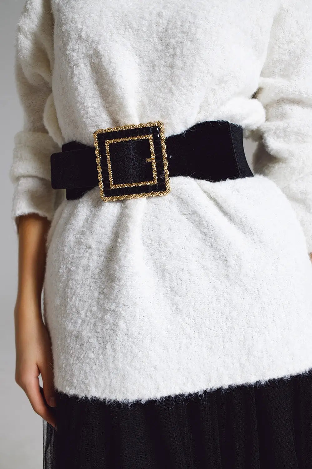 Wide sweater with bardot neck in white - CREAM / ONE - Sweaters