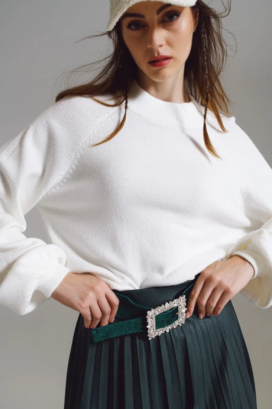 relaxed style white jumper with balloon sleeves - CREAM / ONE - Sweaters