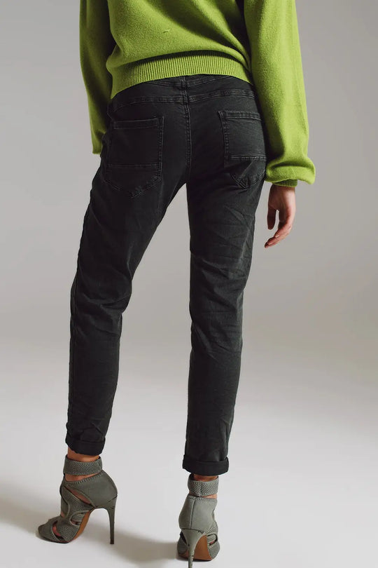 Skinny jeans with visible buttons in military green - Colored Jeans